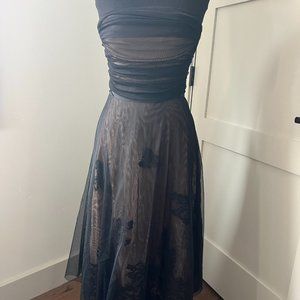 Classy BCBG MaxAzria Black strapless Semi Formal Tulle Cocktail Dress